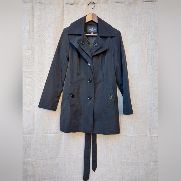 London Fog Black Trench Coat - Picture 3 of 7